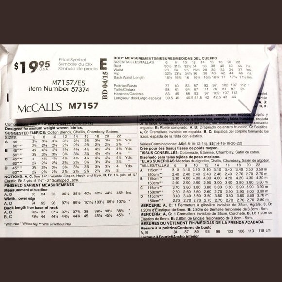 McCalls M7157 Sewing Pattern Plus Long or Short Halter Dress Size 14 16 18 20 22 - Picture 3 of 4